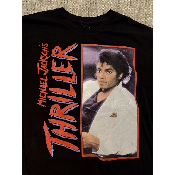 Michael Jackson Black Graphic Thriller Short Sleeve T-Shirt Size MEDIUM #A627 - Picture 1 of 9